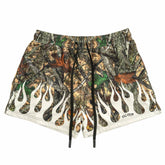 MUAY THAI SHORTS (MID THIGH CUT) WILDFIRE - WHITE
