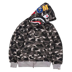 BAPE Fall Winter Shark Grey Camo WGM Full‑Zip Hoodie