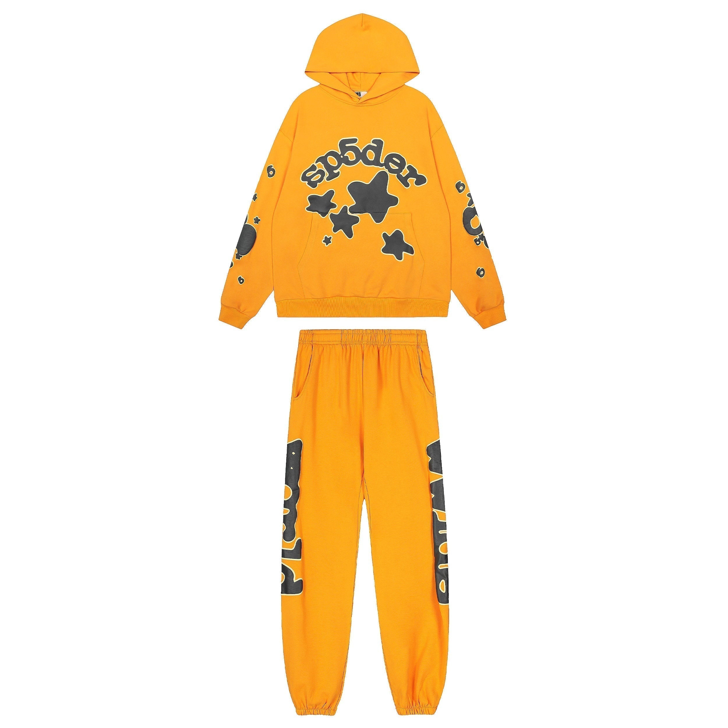 Sp5der Star Cluster Logo Hoodie Orange Yellow