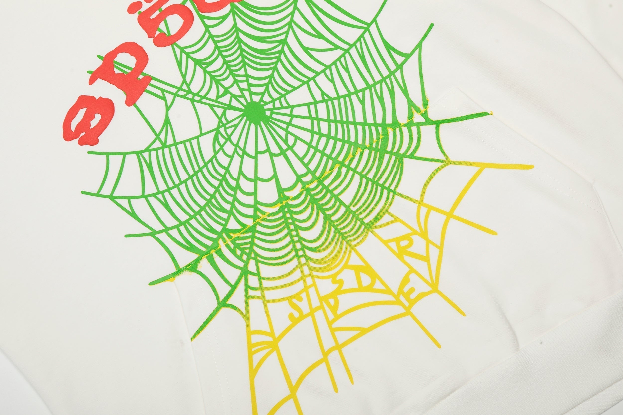 Sp5der Rasta Web Logo Hoodie White