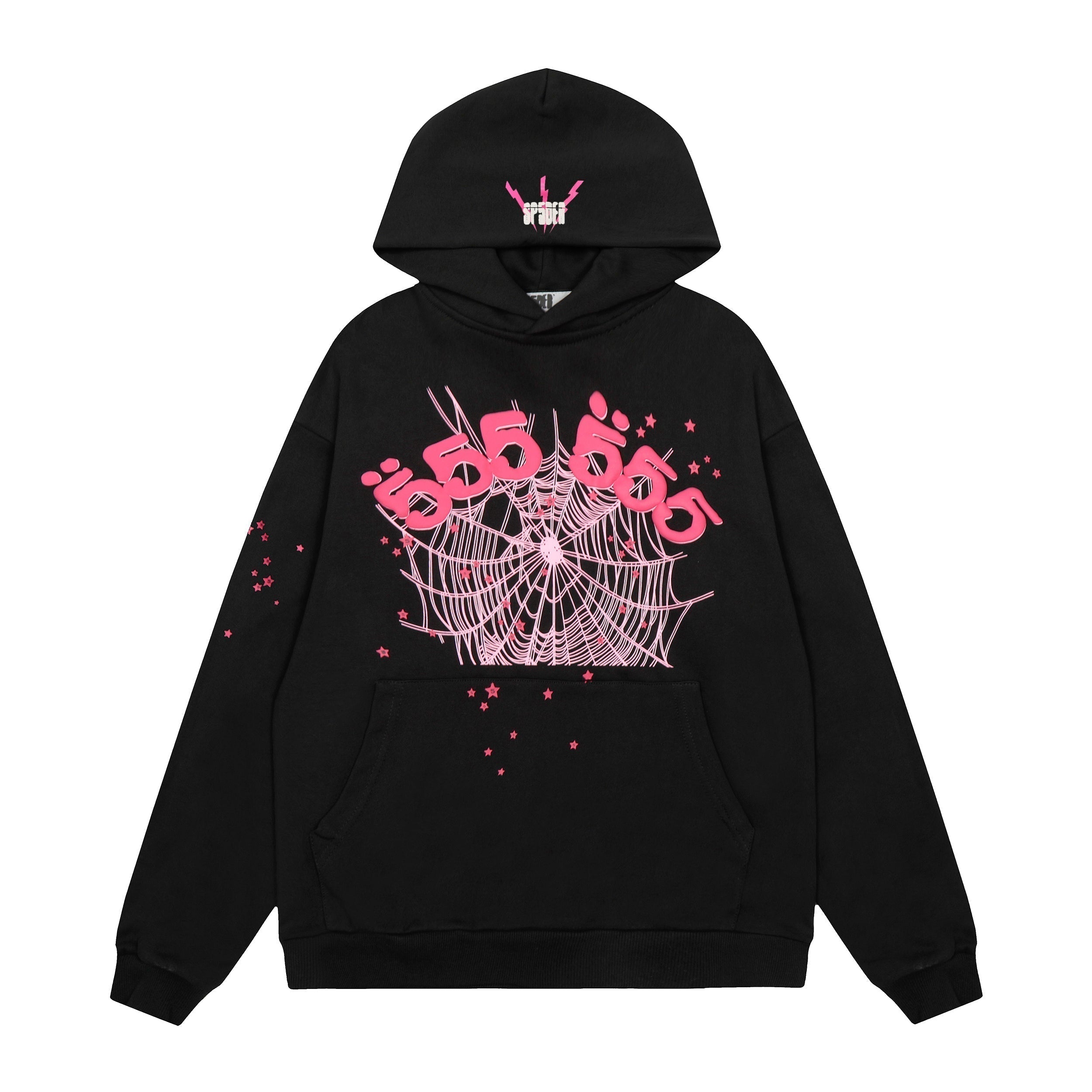 Sp5der Double Logo Web Hoodie Black