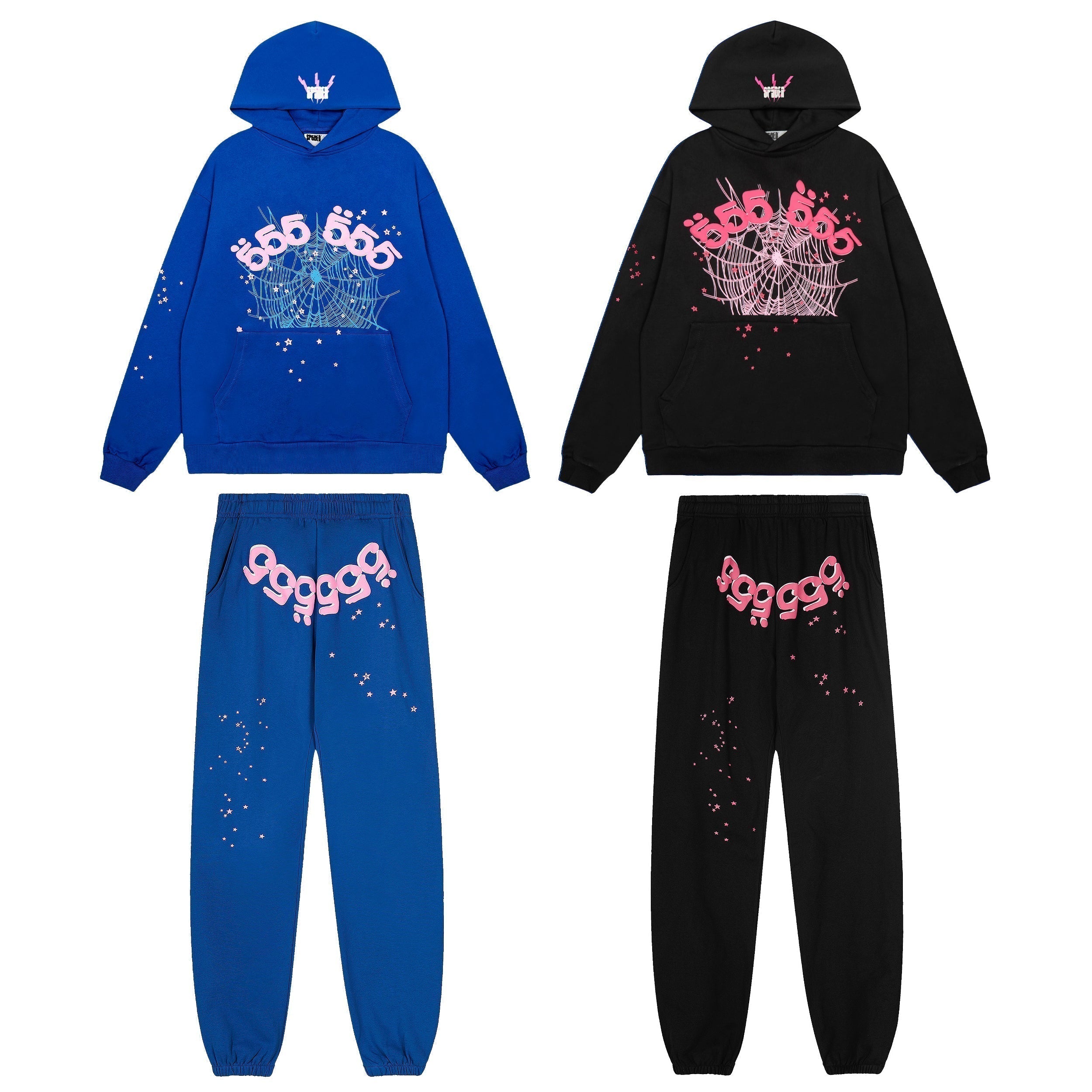 Sp5der Double Logo Web Hoodie Black