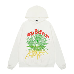 Sp5der Rasta Web Logo Hoodie White