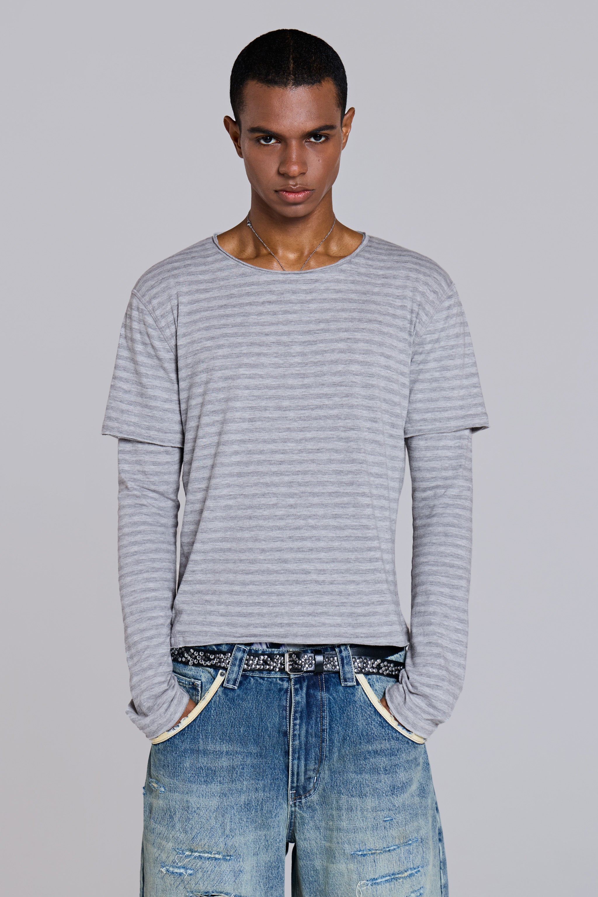 Line Double Layer Long Sleeve Top