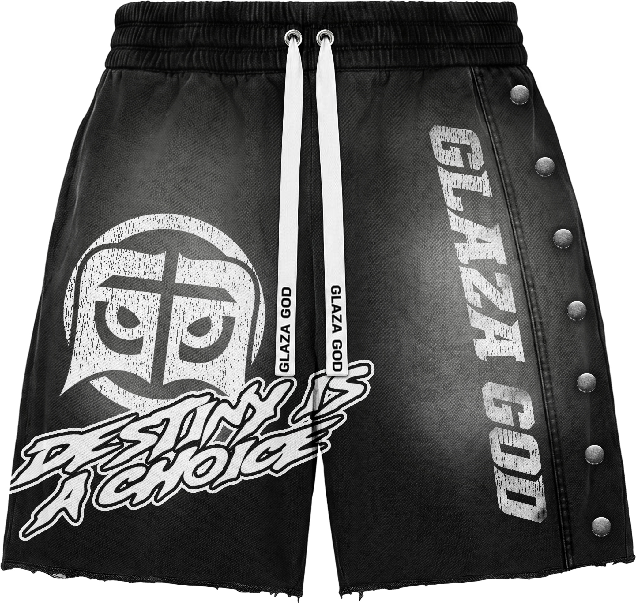 GLAZA GOD Heavyweight French Terry Shorts – BLACK Wash