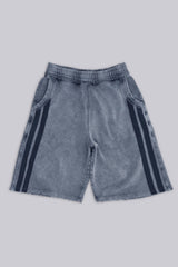 Washed Grey Sporty Stripe Monster Jogger Shorts