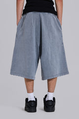 Washed Grey Sporty Stripe Monster Jogger Shorts