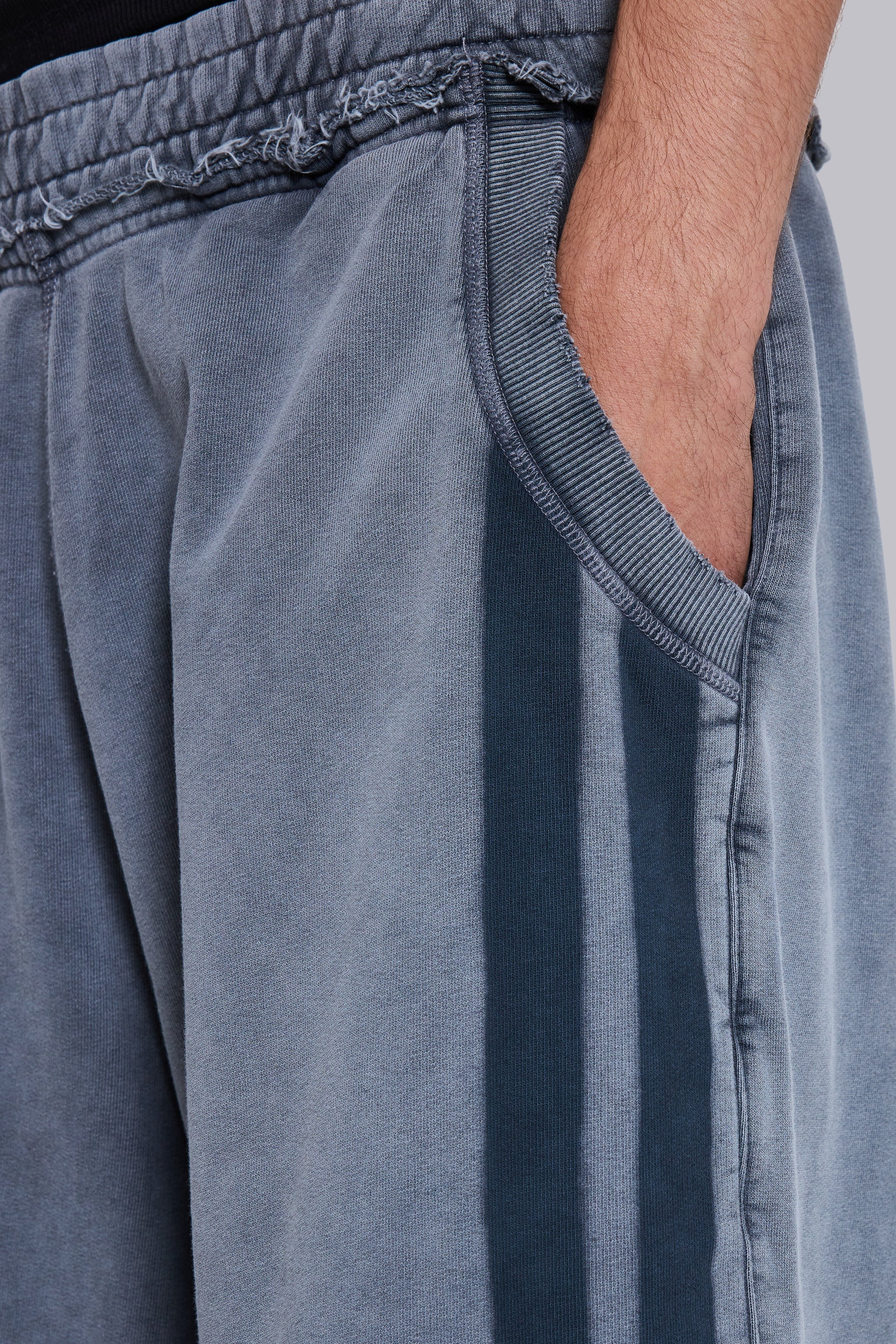 Washed Grey Sporty Stripe Monster Jogger Shorts
