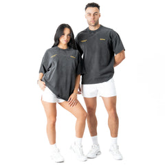 RELAXED FIT LUX SCRIPT T-SHIRT - BLACK / YELLOW