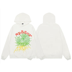 Sp5der Rasta Web Logo Hoodie White