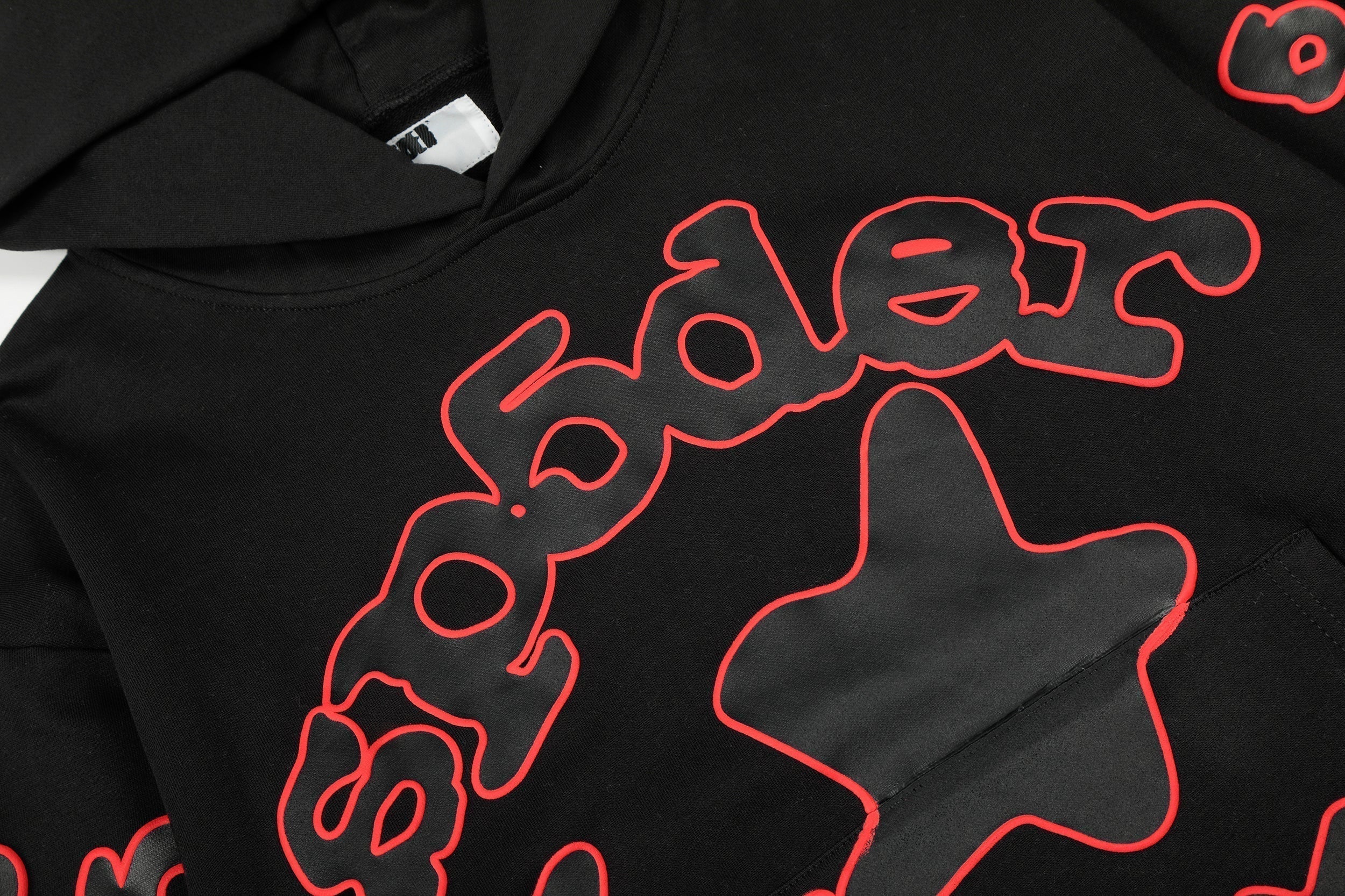 Sp5der Neon Outline Star Hoodie Black