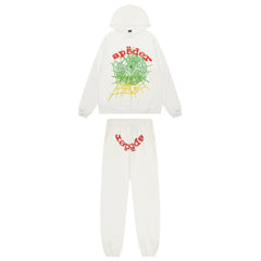 Sp5der Rasta Web Logo Hoodie White