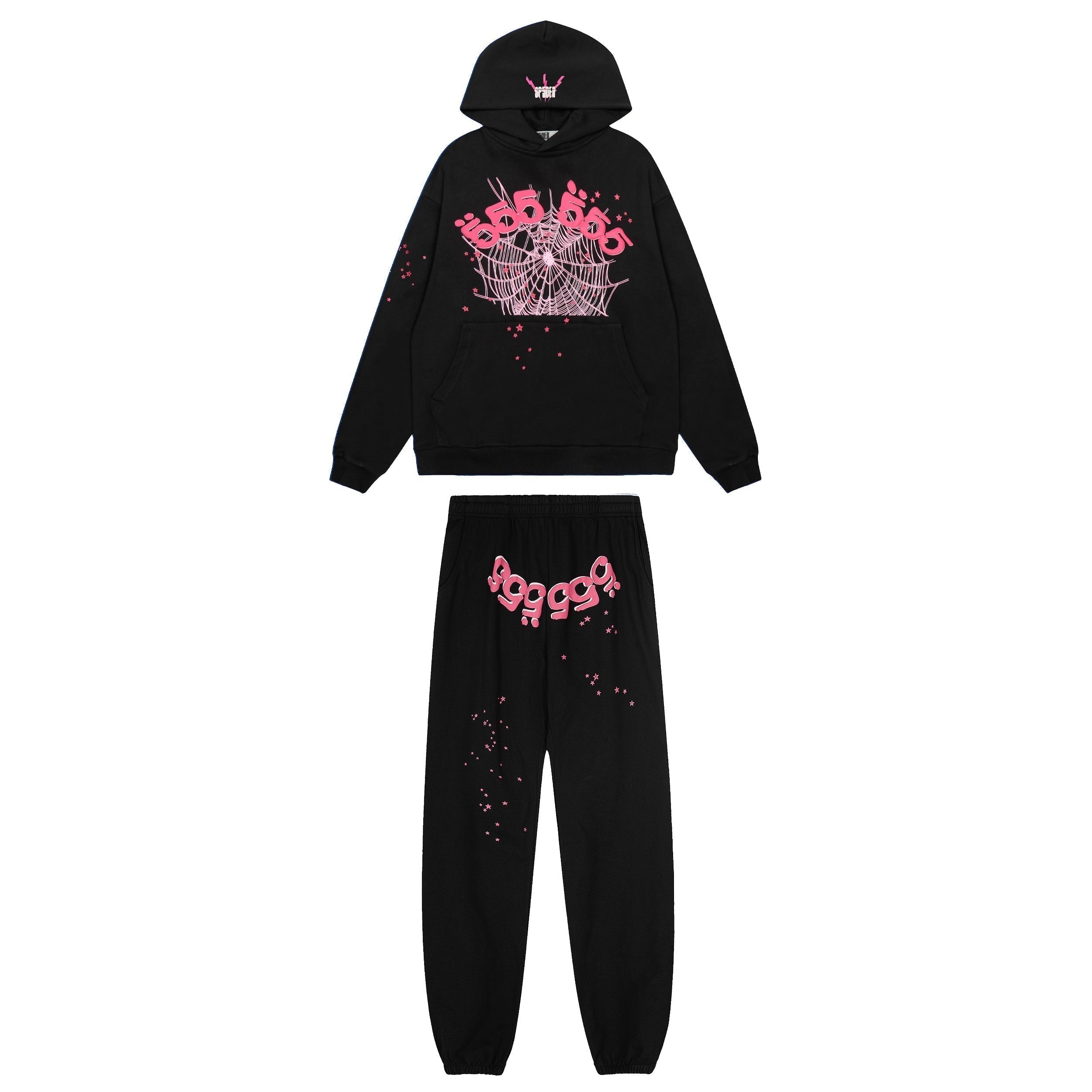 Sp5der Double Logo Web Hoodie Black